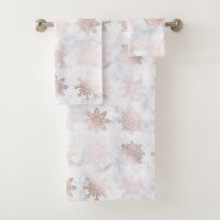 Rose Gold & Marble Snowflake Christmas Pattern