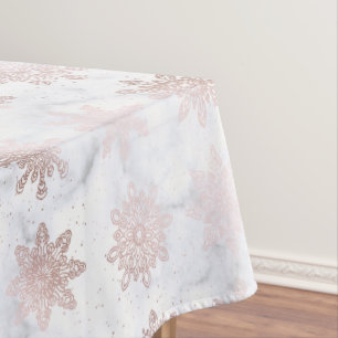 Rose Gold & Marble Snowflake Christmas Pattern Tablecloth