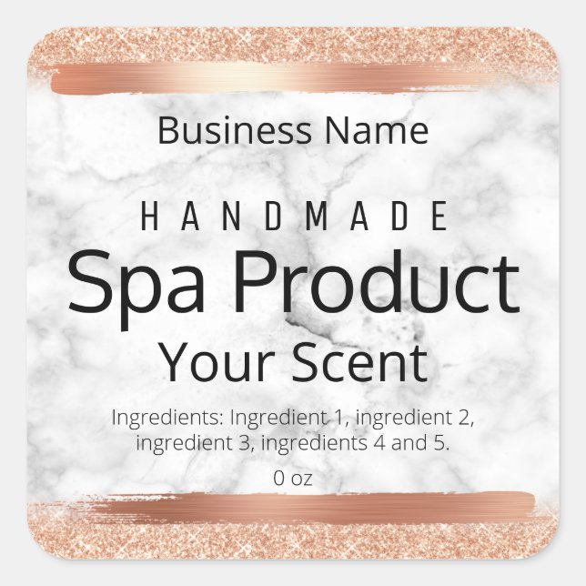 Rose Gold Marble Soap Body Scrub Bath Soak Labels (Front)