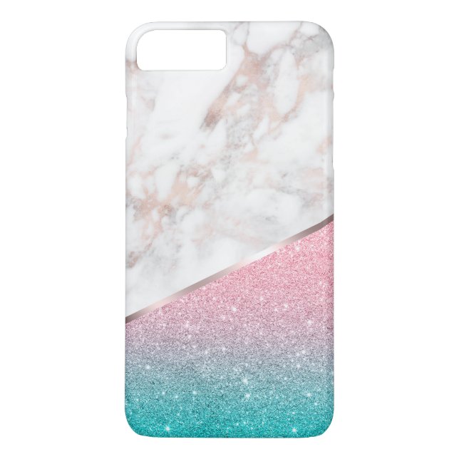 Rose-gold marble & sparkling glitter Case-Mate iPhone case (Back)