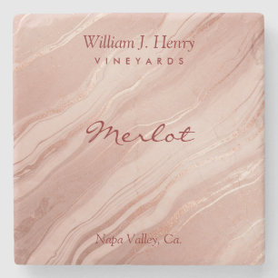 Rose Gold Marble Stone Merlot Wine Drink Coaster