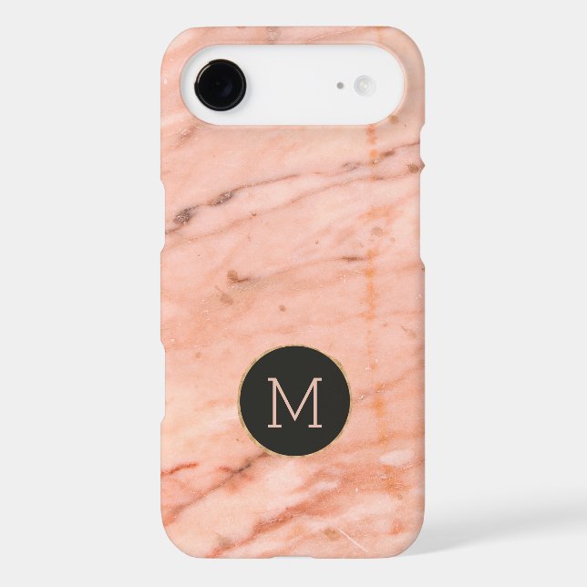 Rose-gold marble stone print monogram Case-Mate iPhone case (Back)