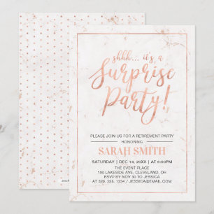 Rose Gold & Marble   Surprise Retirement Party Invitation