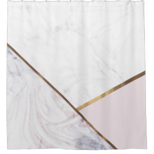 Rose Gold Marble Swirl & Blush Pink Bronze Glam Shower Curtain