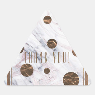 Rose Gold Marble Swirl Bronze Copper Party Favour Triangle Sticker
