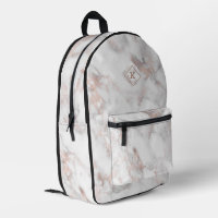 Rose-gold marble texture print | monogram