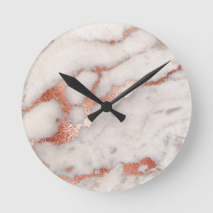 Rose Gold Marble Texture Round Clock