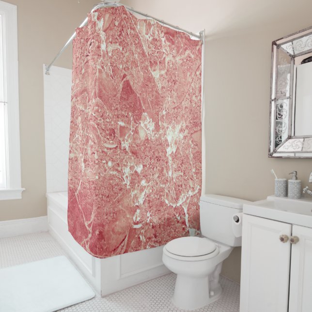 Rose Gold Marble Texture Shower Curtain (In Situ)
