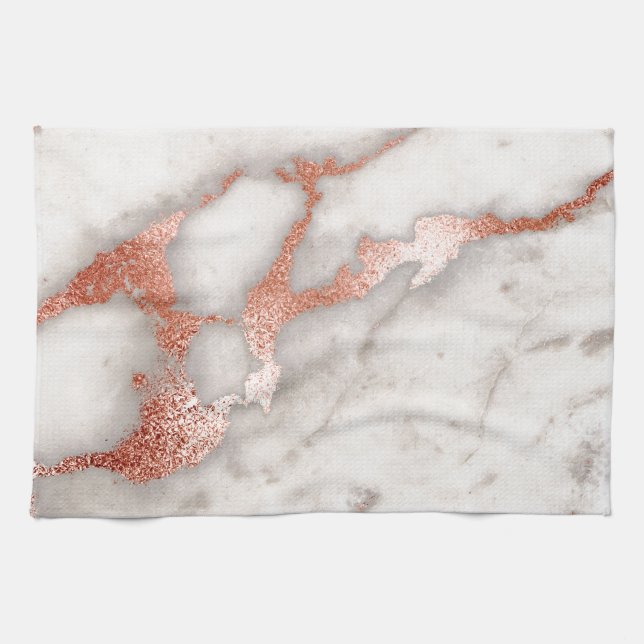 Rose Gold Marble Texture Tea Towel (Horizontal)