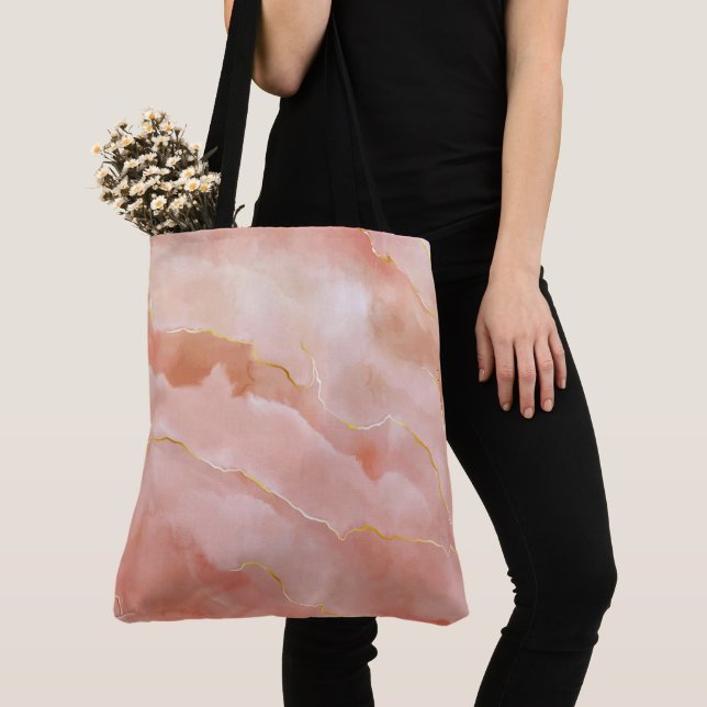 Rose Gold Marble Tote Bag (Close Up)