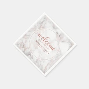 Rose-Gold Marble Welcome Typography Napkin