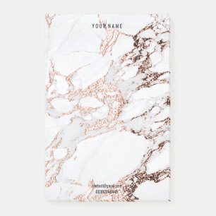 Rose Gold Marble White Grey Copper Lux Name Adress Post-it Notes
