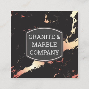 Rose Gold Marbled Slab   Granite Square Business Card