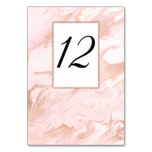 Rose Gold Marbled Wedding Table Number Card