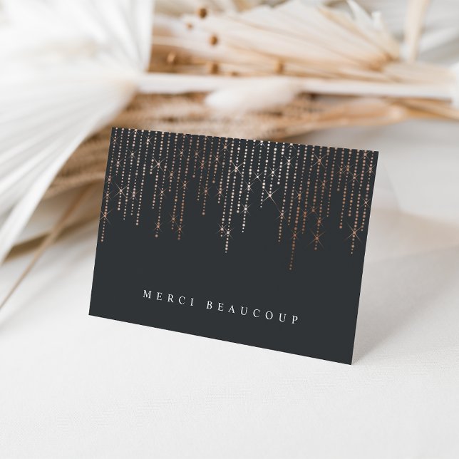 Rose Gold Marquee Thank You Note Cards (Creator Uploaded)