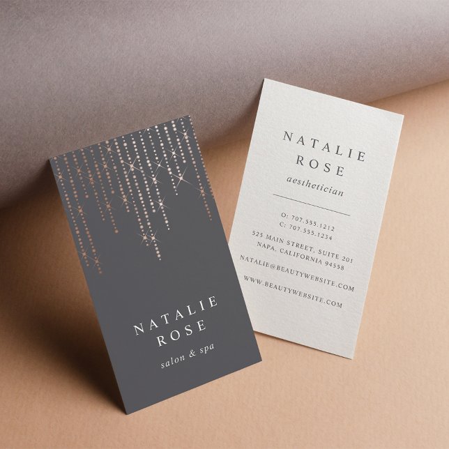 Rose Gold Marquee Vertical Business Card (Creator Uploaded)