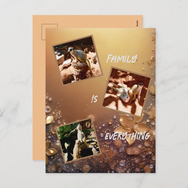Rose Gold Meerkat Family Is Everything, Holiday Postcard (Front/Back)