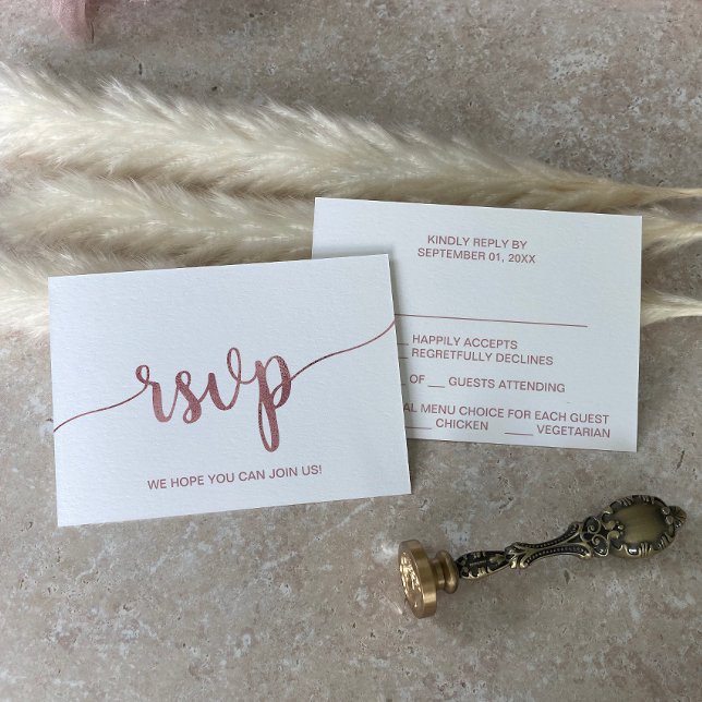 Rose Gold Menu Choice RSVP Card (Creator Uploaded)