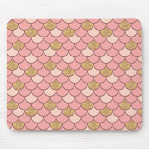Rose gold mermaid scale with glitter effect mouse pad