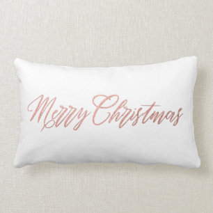 Rose Gold Merry Christmas Lumbar Cushion