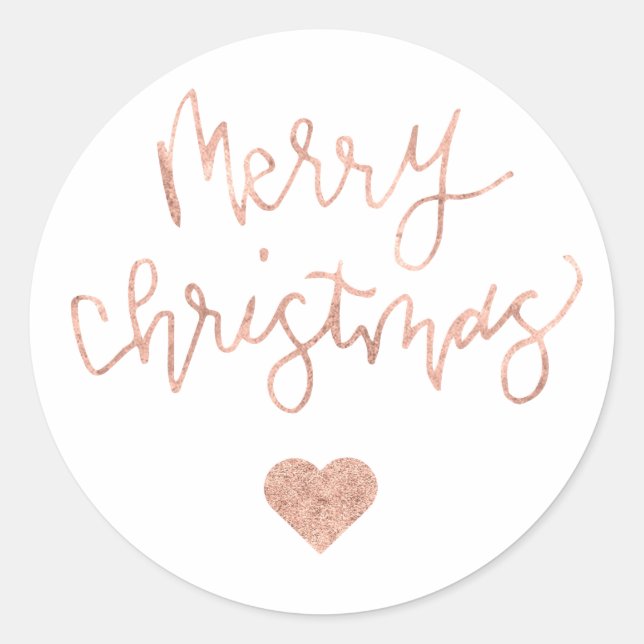 Rose Gold Merry Christmas Sticker (Front)