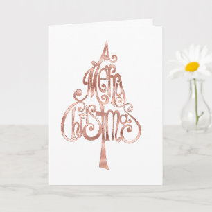 Rose Gold Merry Christmas Tree Card