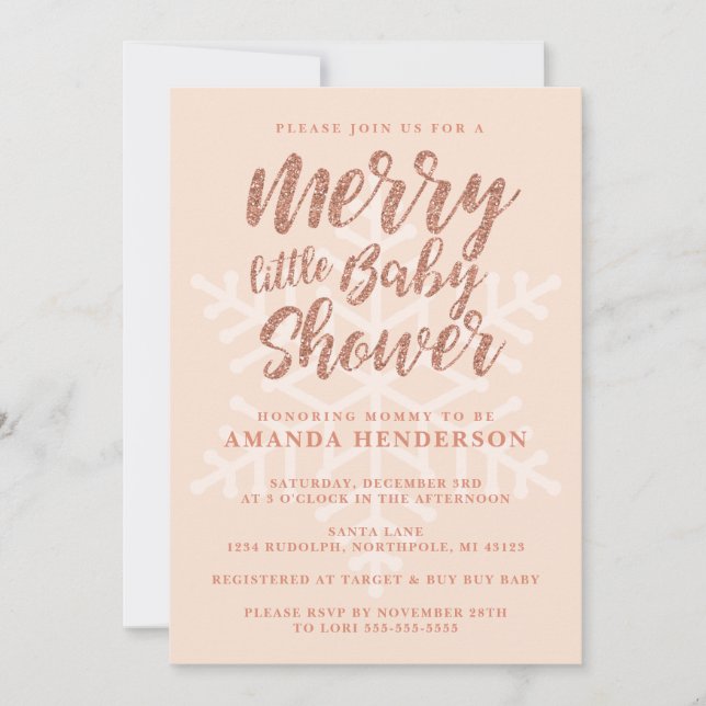 Rose Gold Merry Little Baby Shower Invitation (Front)
