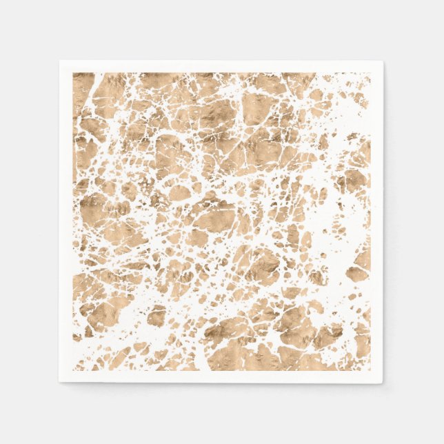 Rose gold messy marble graphic pattern napkin (Front)