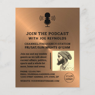 Rose Gold Metal Effect, Podcaster, Podcast Flyer