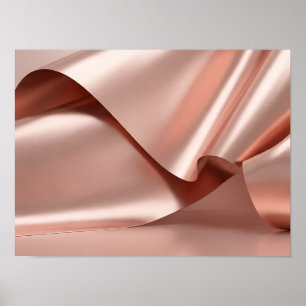 Rose Gold Metallic Abstract Folded Waves Poster