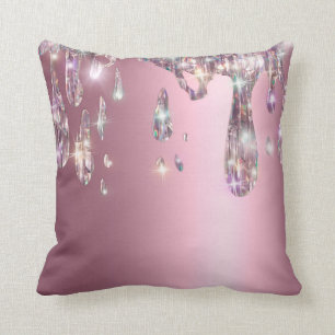 *~* ROSE GOLD Metallic AP7 Drip Dripping GLITTER Cushion