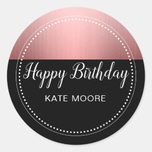 Rose Gold Metallic Birthday Party Classic Round Sticker