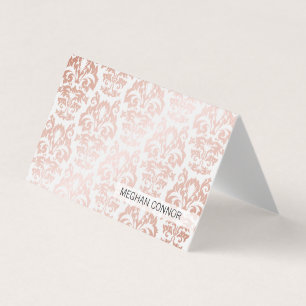 Rose Gold Metallic Damask Pattern Business Card