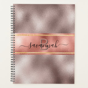 Rose gold metallic elegant monogram name 2022 planner