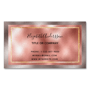 Rose gold metallic elegant pink elegant modern 	Magnetic business card