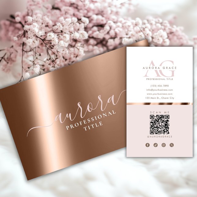 Rose Gold Metallic Grace Business Card (Creator Uploaded)