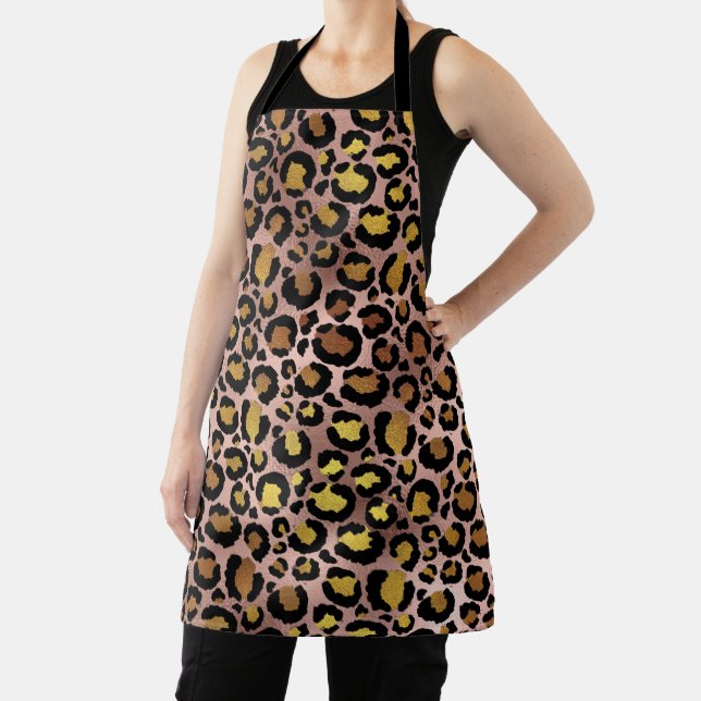 Rose Gold Metallic Leopard Spots Fur Apron (Insitu)