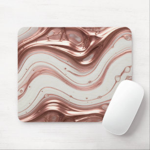 Rose Gold Metallic Liquid Marble Mouse Pad