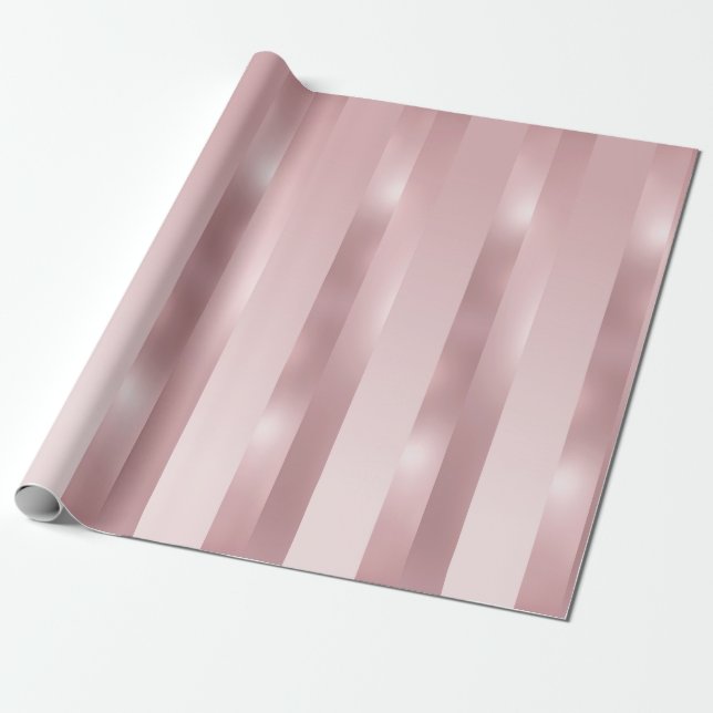 Rose Gold Metallic Look Modern Template Elegant Wrapping Paper (Unrolled)