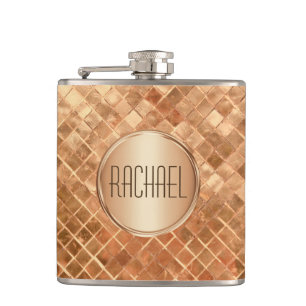Rose Gold Metallic-Look Monogram Hip Flask