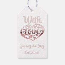 Rose gold metallic look Valentine heart love white