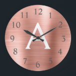 Rose Gold Metallic Monogram Name & Initial Large Clock<br><div class="desc">Rose Gold faux Metallic Monogram Name and Initial Serving Wall Clock. The Wall Clock makes the perfect gift for someone who loves pink stainless steel.</div>