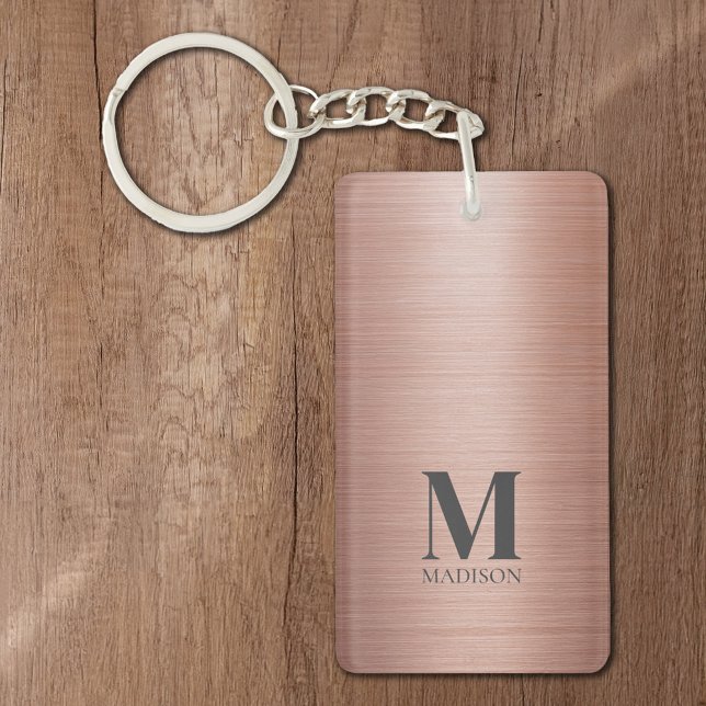 Rose Gold Metallic Monogrammed Key Ring (Creator Uploaded)