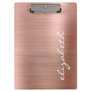 Rose Gold Metallic Personalised Signature Script Clipboard