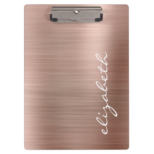 Rose Gold Metallic Personalised Signature Script Clipboard (Front)