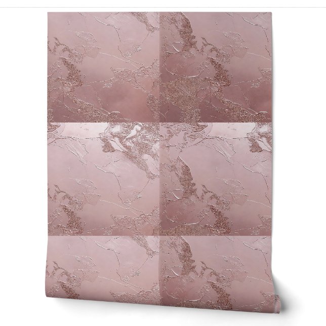 Rose Gold Metallic Plaster  Tiles Wallpaper (Unrolling)