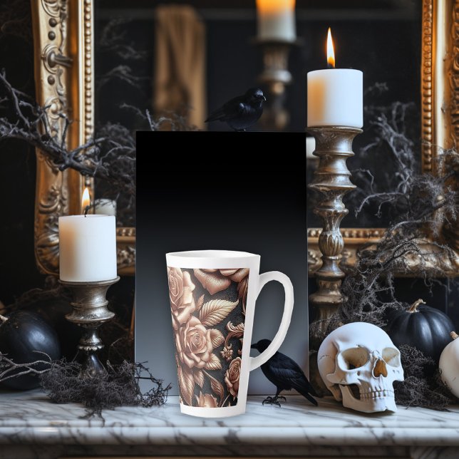 Rose Gold Metallic Rose  Latte Mug (Creator Uploaded)