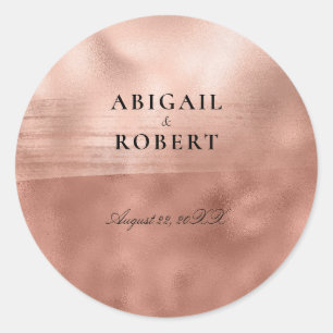 Rose Gold Metallic Shimmer Wedding Classic Round Sticker