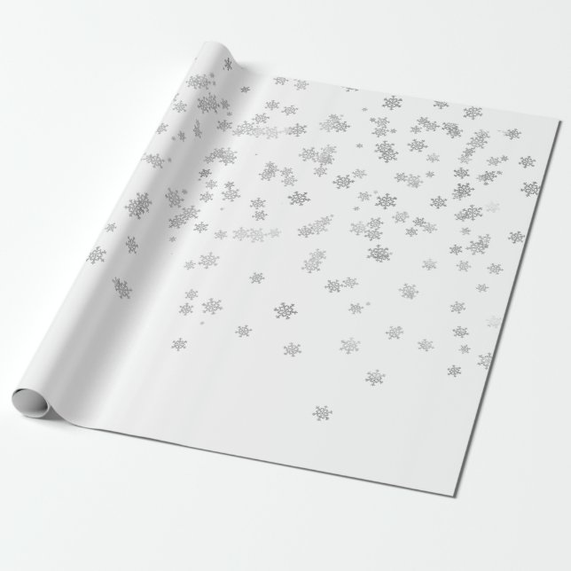 Rose Gold Metallic Snowflakes Holiday Christmas Wrapping Paper (Unrolled)