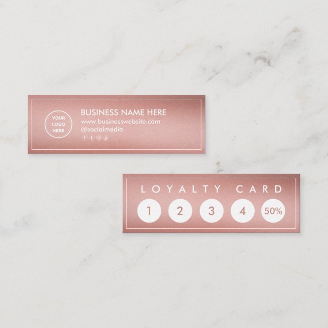 Rose Gold Mini Chic Modern Minimalist Loyalty Card (Front/Back)